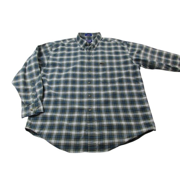 Vintage Pendleton Shirt Mens XL Blue Green Plaid Long Sleeve Collar Button Down - Picture 1 of 11